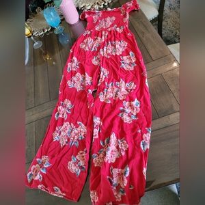 Off the shoulder floral jumpsuit